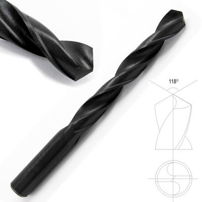 DIN338 HSS perforazioni a scaffale rettilineo ossido nero 118 gradi punto