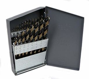Set di 21 punte per trapano HSS M2 1/64-1/2in, finitura nero oro, scatola in acciaio