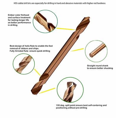 HSS M35 Co5% Foratura a doppia estremità 135° Punto di spaccatura