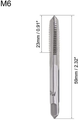 HSS M6 Tappi a mano Flauto dritto 1 passo Metrica filo