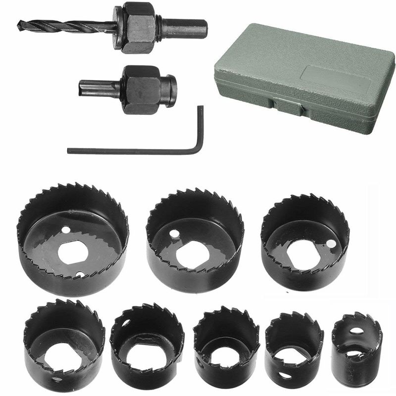 Kit di seghe a tazza in legno da 11 pezzi, da 3/4 a 2 1/2 pollici, in acciaio ad alto tenore di carbonio